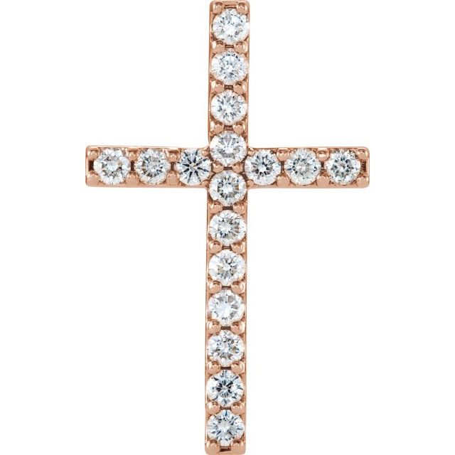 14K Rose Gold 1 CTW Natural Diamond Petite Cross Pendant