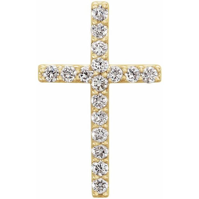14K Yellow Gold 1/6 CTW Natural Diamond Petite Cross Pendant