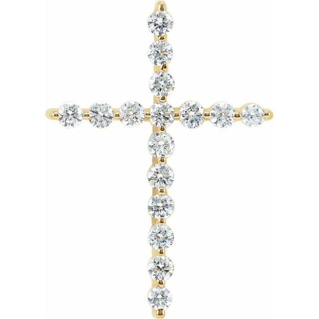 14K Yellow Gold 1/5 CTW Natural Diamond Cross Pendant
