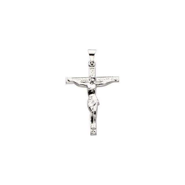 14K White Gold 24.5x19.2 mm Crucifix Pendant