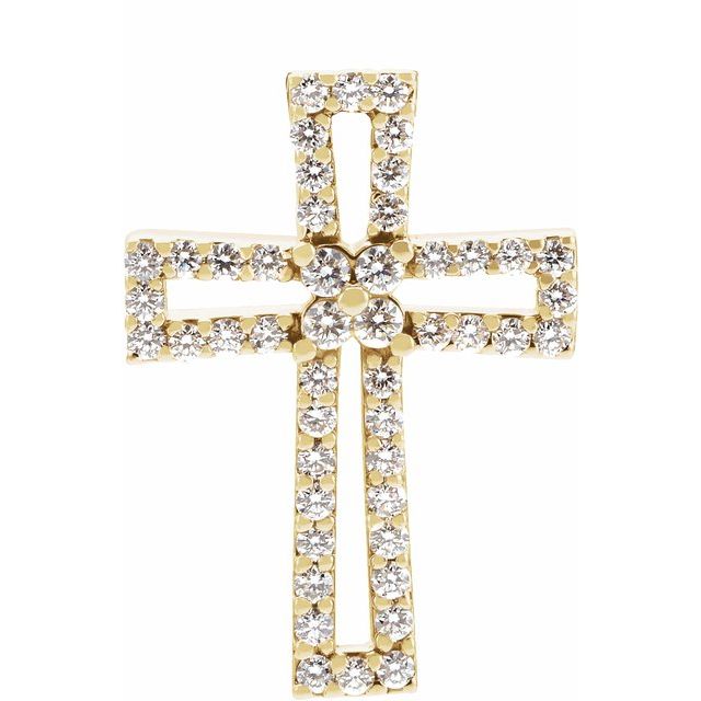 14K Yellow Gold 1/2 CTW Natural Diamond Cross Pendant