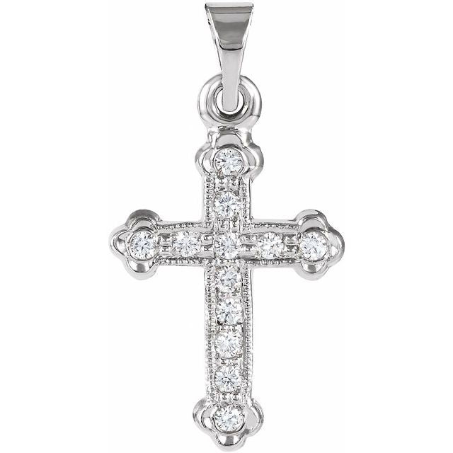 14K White Gold 1/10 CTW Natural Diamond Cross Pendant