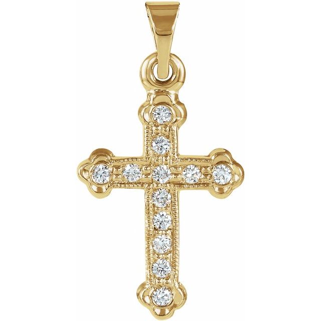 14K Yellow Gold 1/10 CTW Natural Diamond Cross Pendant