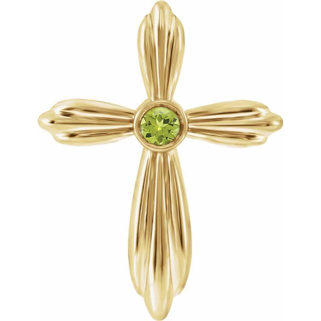 14K Yellow Gold Natural Peridot Cross Pendant
