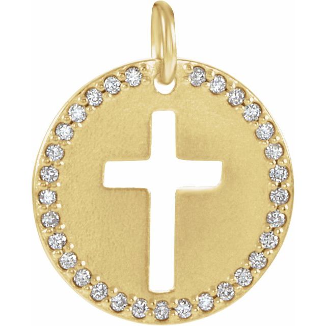 14K Yellow Gold .08 CTW Natural Diamond Pierced Cross Pendant
