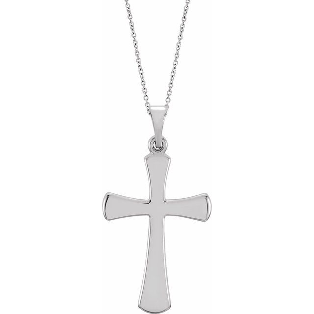 14K White Gold Cross 18" Necklace