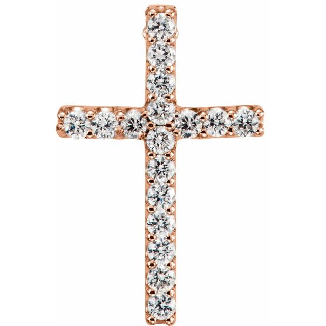 14K Rose Gold .06 CTW Natural Diamond Petite Cross Pendant