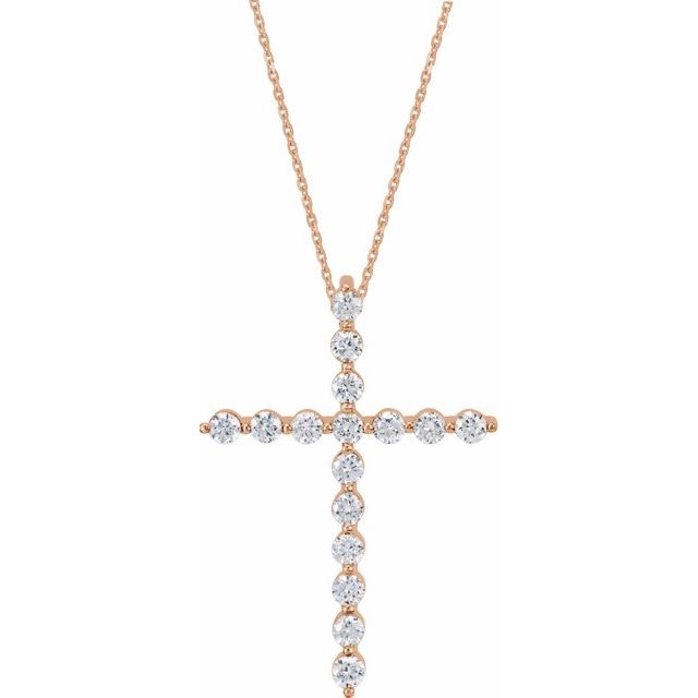 14K Rose Gold 1/4 CTW Natural Diamond Cross 18" Necklace