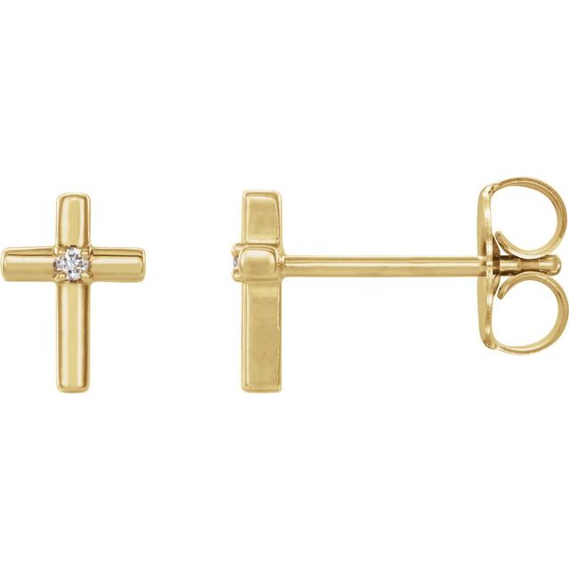 14K Yellow Gold .01 CTW Natural Diamond Cross Earrings