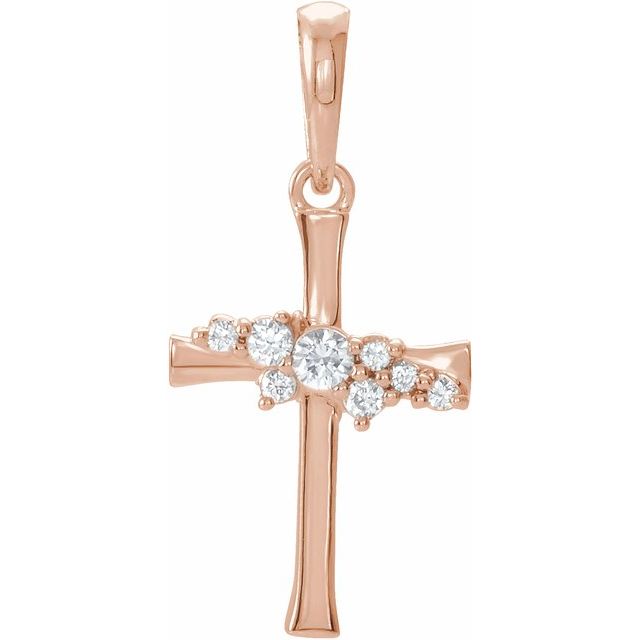 14K Rose Gold .06 CTW Natural Diamond Cluster Cross Pendant