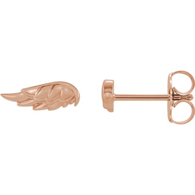 14K Rose Gold Angel Wing Earrings