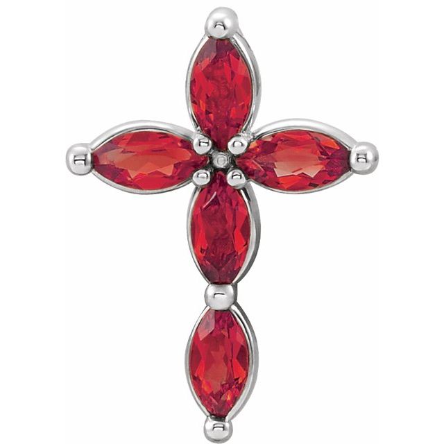 Platinum Natural Ruby Cross Pendant