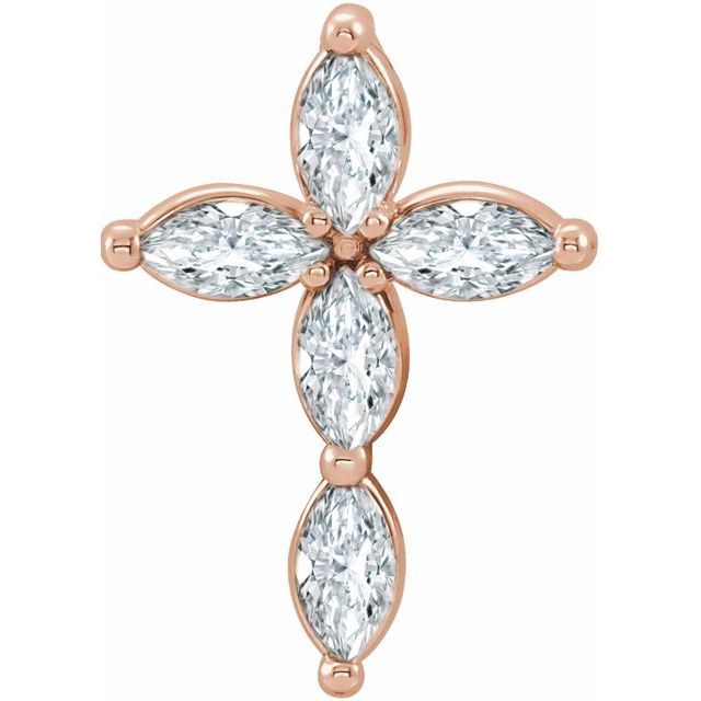 14K Rose Gold 1/3 CTW Natural Diamond Cross Pendant