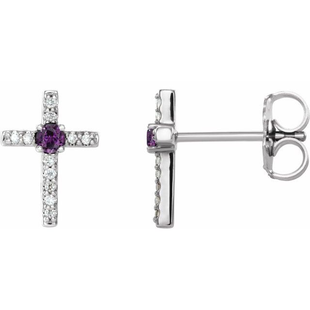 Platinum Natural Alexandrite & .05 CTW Natural Diamond Cross Earrings