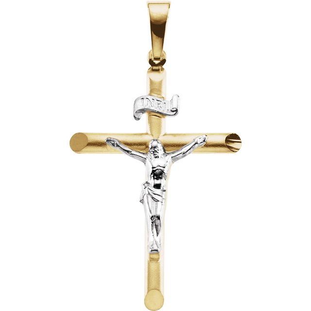 14K Yellow/White Gold 26x19 mm Crucifix Pendant