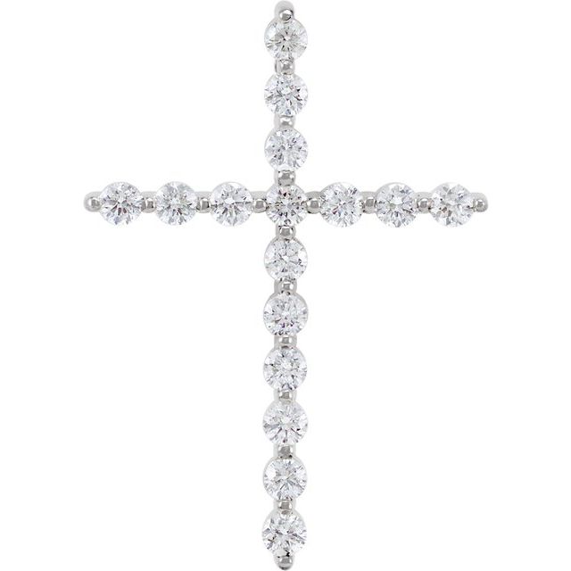 Platinum 1/2 CTW Natural Diamond Cross Pendant