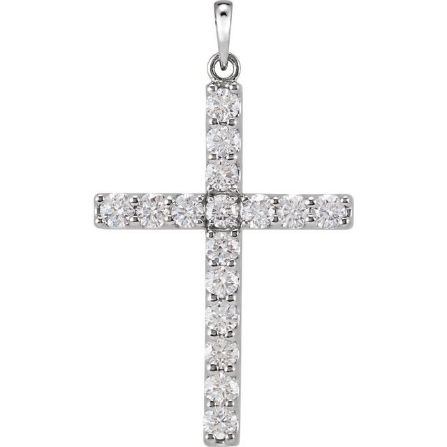14K White Gold 1/4 CTW Natural Diamond Cross Pendant