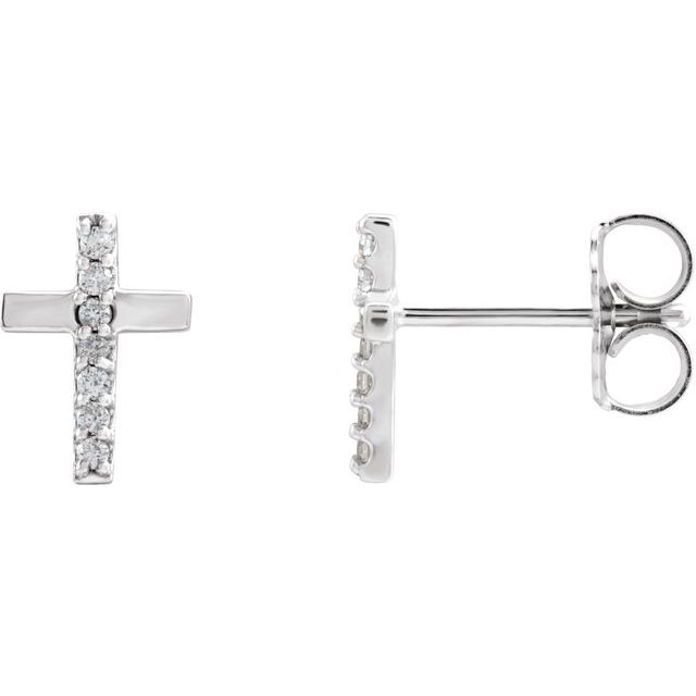 Platinum .06 CTW Natural Diamond Cross Earrings