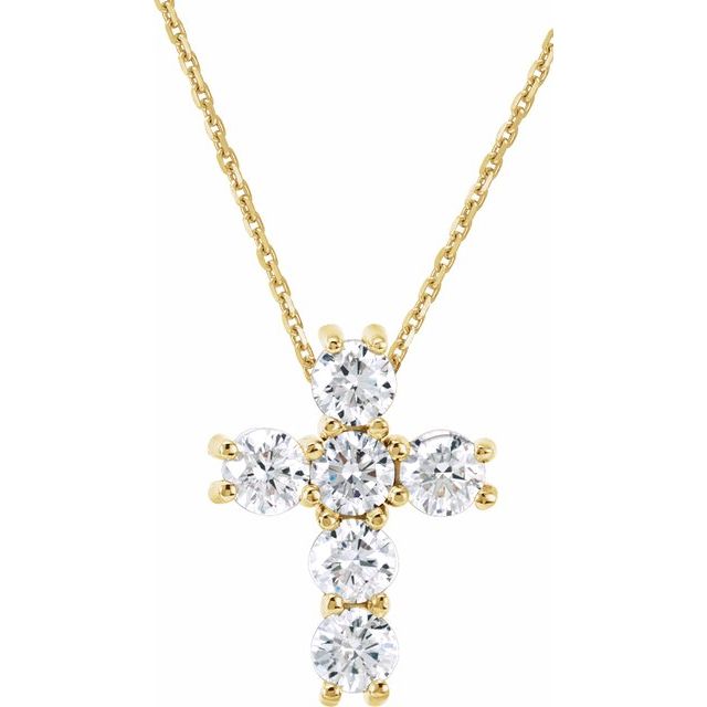 14K Yellow Gold 1/4 CTW Natural Diamond Cross 18" Necklace
