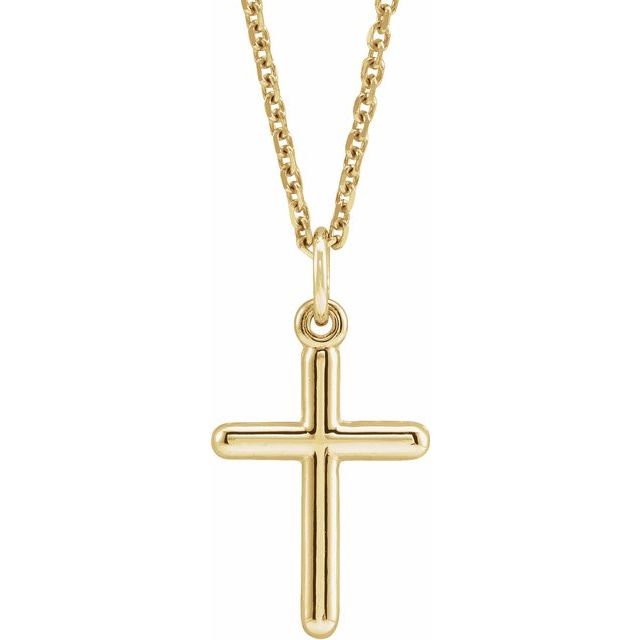 14K Yellow Gold Cross 18" Necklace