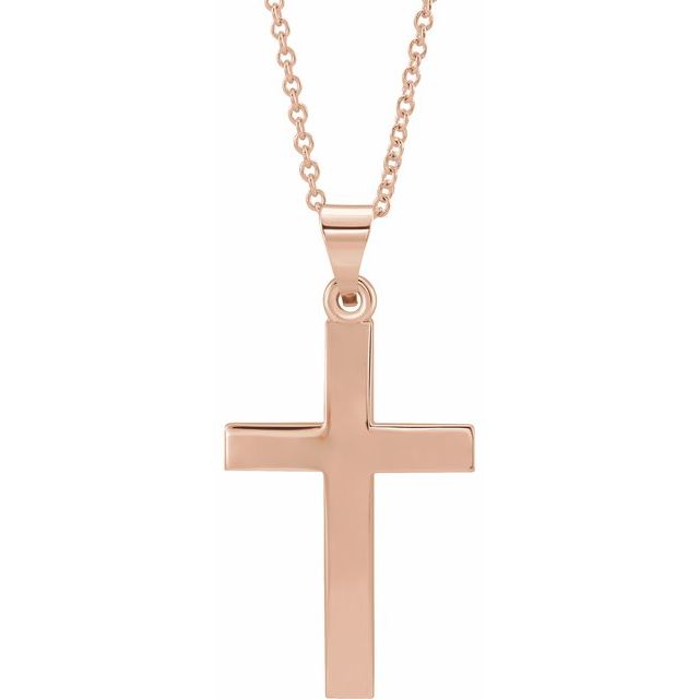 14K Rose Gold Cross 18" Necklace