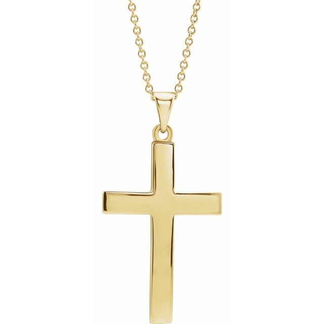 14K Yellow Gold Cross 18" Necklace