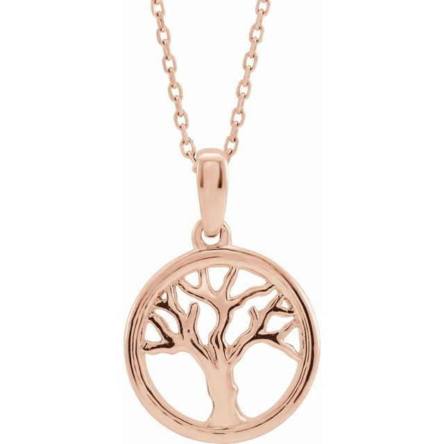 14K Rose Gold Tree of Life 16-18" Necklace