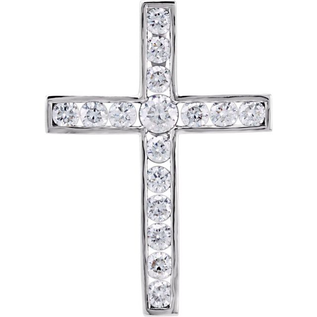 Platinum 1 CTW Natural Diamond Cross Pendant