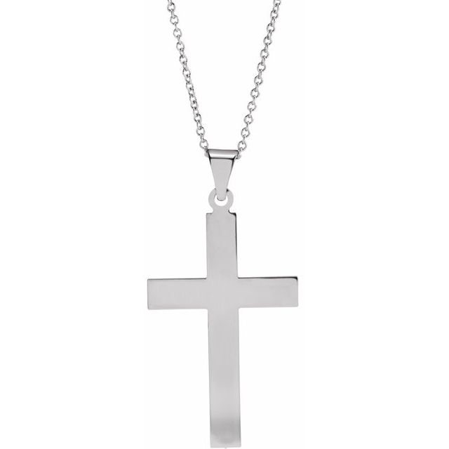 Sterling Silver 36.8x17.7 mm Cross 18" Necklace