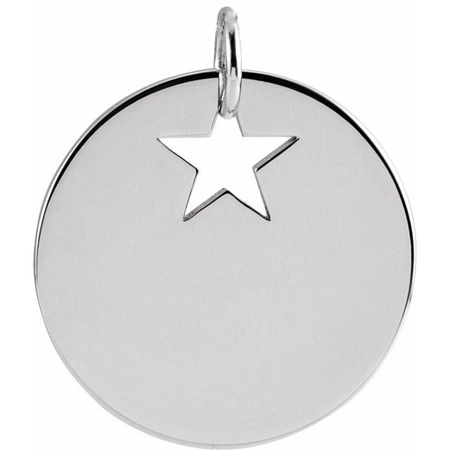 Sterling Silver Pierced Star 15 mm Disc Pendant