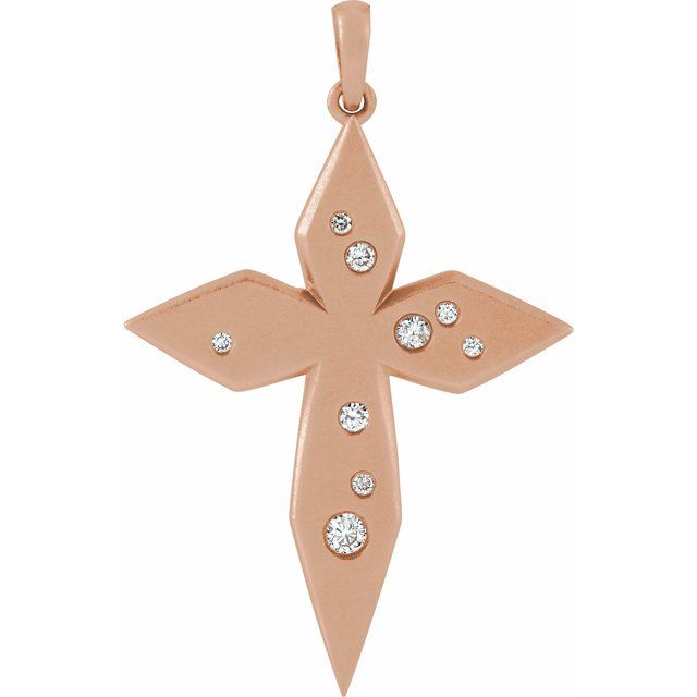 14K Rose Gold .08 CTW Natural Diamond Cross Pendant
