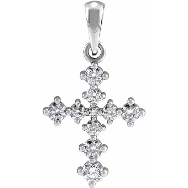 14K White Gold 3/8 CTW Natural Diamond Cross Pendant