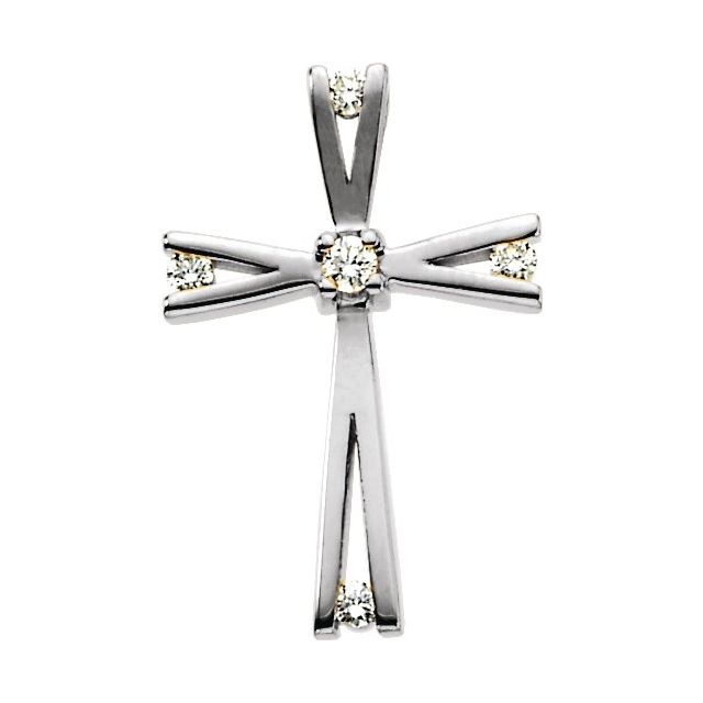 14K White Gold .07 CTW Natural Diamond Cross Pendant