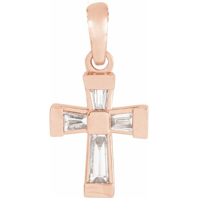 14K Rose Gold 1/10 CTW Natural Diamond Cross Pendant