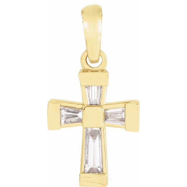 14K Yellow Gold 1/10 CTW Natural Diamond Cross Pendant