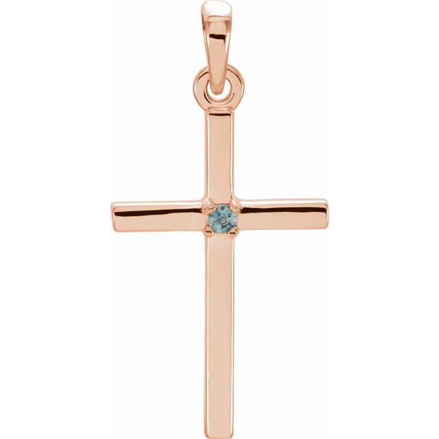 14K Rose Gold Natural Peridot Cross Pendant