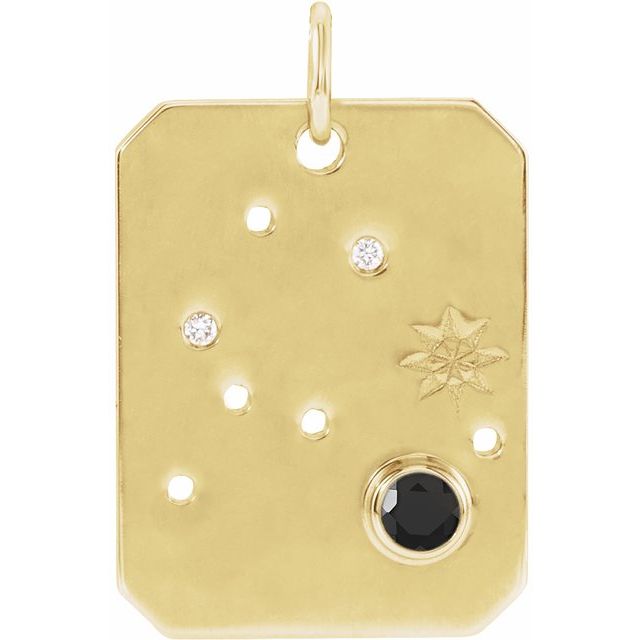 14K Yellow Gold Natural Black Spinel & .01 CTW Natural Diamond Aquarius Constellation Pendant