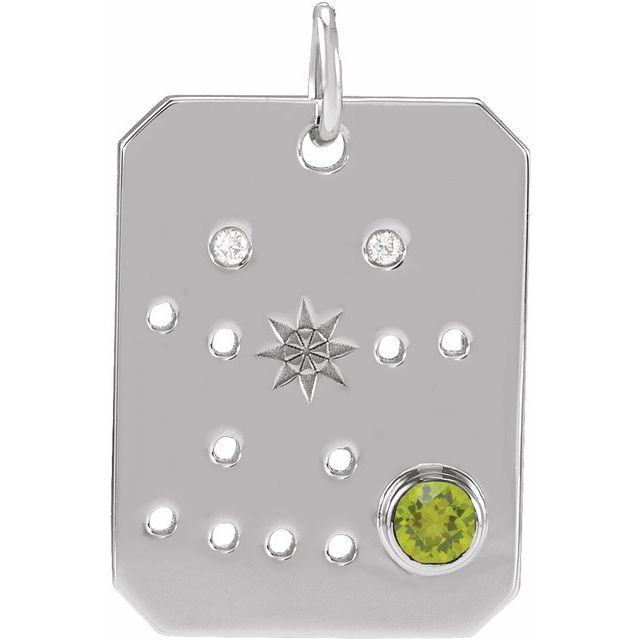 Platinum Natural Peridot & .01 CTW Natural Diamond Gemini Constellation Pendant