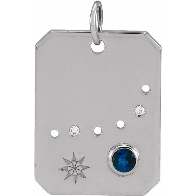 Platinum Natural Blue Sapphire & .01 CTW Natural Diamond Capricorn Constellation Pendant