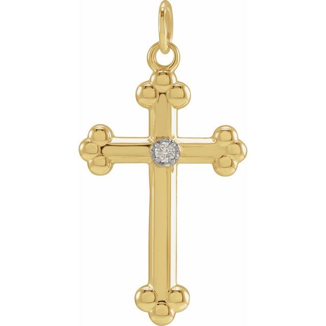 14K Yellow/White Gold .005 CT Natural Diamond Cross Pendant