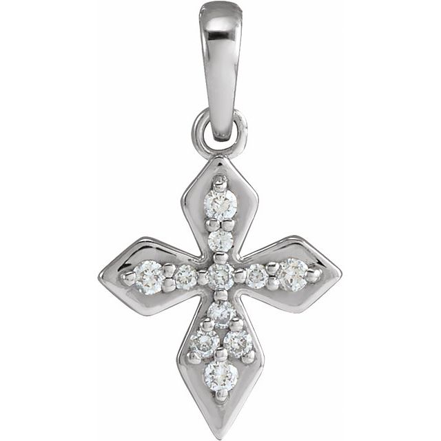 14K White Gold .05 CTW Natural Diamond Petite Cross Pendant