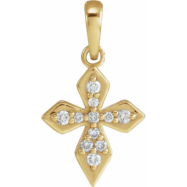 14K Yellow Gold .05 CTW Natural Diamond Petite Cross Pendant