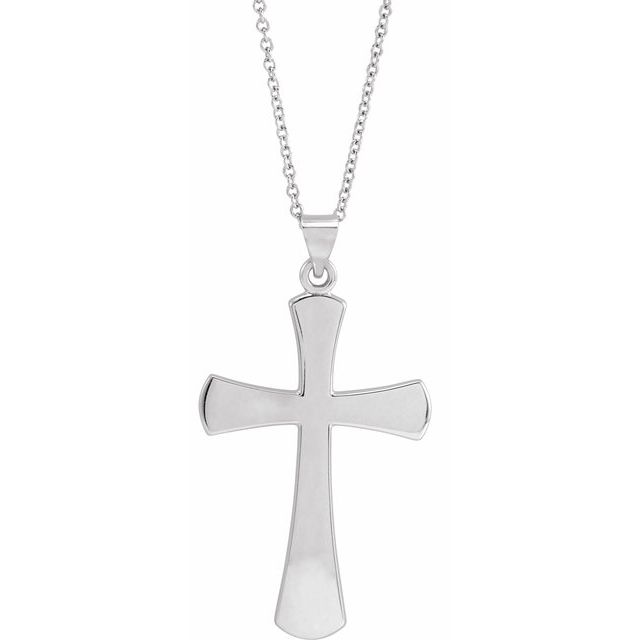 14K White Gold Cross 18" Necklace
