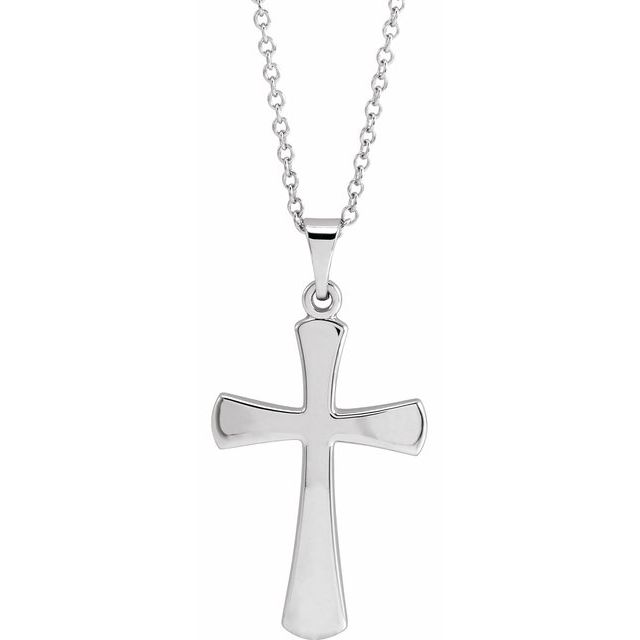 14K White Gold Cross 18" Necklace