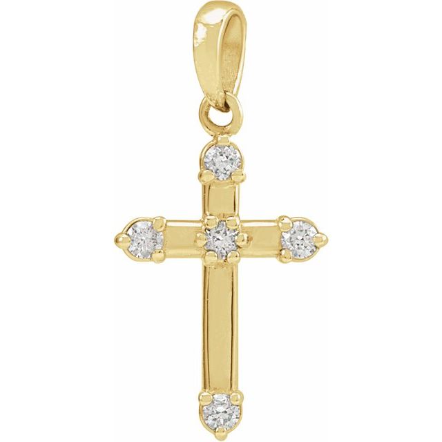 14K Yellow Gold .07 CTW Natural Diamond Cross Pendant