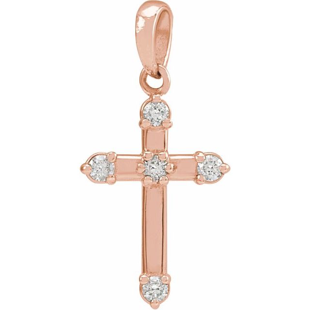 14K Rose Gold .07 CTW Natural Diamond Cross Pendant