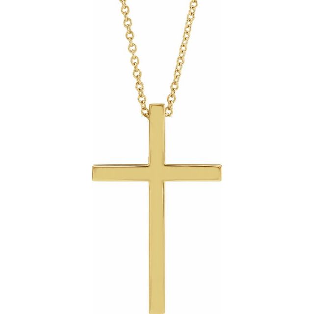 14K Yellow Gold 25.7x15.7 mm Cross 18" Necklace