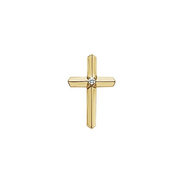 14K Yellow Gold .03 CT Natural Diamond Cross Pendant