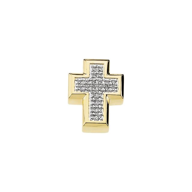 14K Yellow Gold 1/4 CTWNatural Diamond Cross Pendant