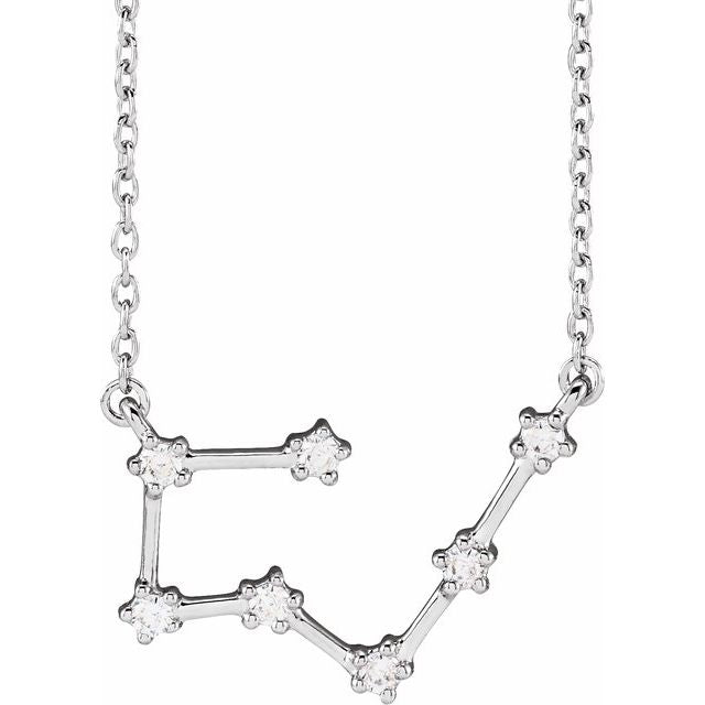 14K White Gold 1/6 CTW Natural Diamond Taurus 16-18" Necklace